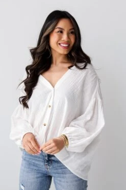 FINAL SALE - Blissful Simplicity White Linen Blouse -Trendy Clothing Store shopdressup white button up blouse 4 91366743 ed38 4b64 a559 d2284ca7aee6