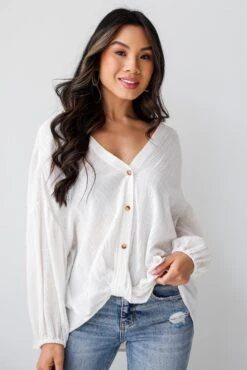 FINAL SALE - Blissful Simplicity White Linen Blouse -Trendy Clothing Store shopdressup white button up blouse 7 dc3c775f 0eac 42f9 9521 dc46908ab62c