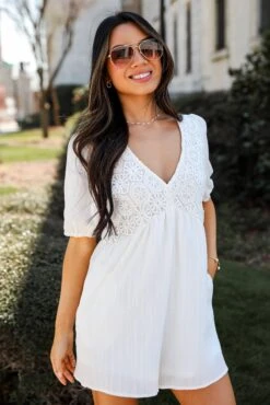 Precious Disposition White Crochet Romper