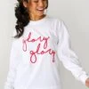 Glory Glory Script Long Sleeve Tee -Trendy Clothing Store shopdressup white glory long sleeve
