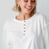 FINAL SALE - Amber White Henley Knit Top - DU DEAL -Trendy Clothing Store shopdressup white henley top 6 a80683d8 dc72 4327 a0e8 21e13daef193