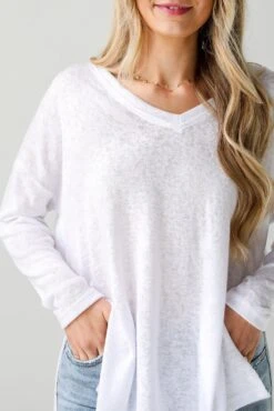 FINAL SALE - Haley White Long Sleeve Knit Top - DU DEAL -Trendy Clothing Store shopdressup white longsleeve top 7