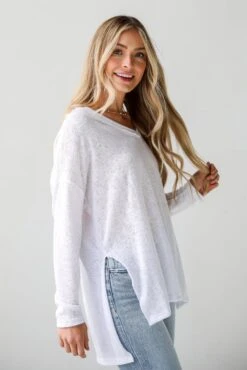 FINAL SALE - Haley White Long Sleeve Knit Top - DU DEAL -Trendy Clothing Store shopdressup white longsleeve top 9