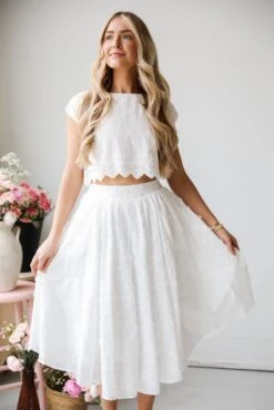 Graceful Entrance White Floral Midi Skirt -Trendy Clothing Store shopdressup white midi skirt 10