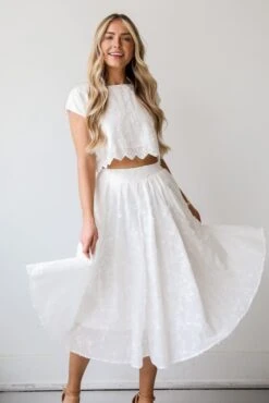 Graceful Entrance White Floral Midi Skirt -Trendy Clothing Store shopdressup white midi skirt 4