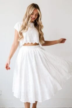 Graceful Entrance White Floral Midi Skirt -Trendy Clothing Store shopdressup white midi skirt 5