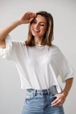 Effortless Behavior Ivory Ribbed Puff Sleeve Top -Trendy Clothing Store shopdressup white puff sleeve top 7