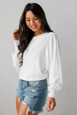 FINAL SALE - Katy White Ribbed Knit Top - DU DEAL -Trendy Clothing Store shopdressup white ribbed top 5 372ef7de e703 475d 9226 1e94c328ef5c