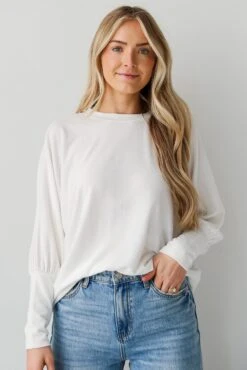 FINAL SALE - Forever Comfy Ivory Ribbed Knit Oversized Top -Trendy Clothing Store shopdressup white ribbed top 9