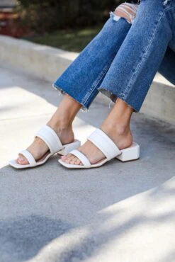 Feeling Fine White Double Strap Heels