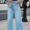 Scarlett Light Wash Slim Wide Leg Jeans -Trendy Clothing Store shopdressup wide leg denim jeans