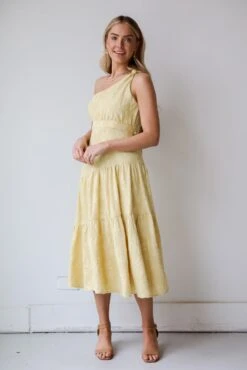 FINAL SALE - Sunshine Daydream Yellow One-Shoulder Tiered Midi Dress -Trendy Clothing Store shopdressup yellow midi dress 3 6adb3dbc b498 4e51 a05b 27caebd2007c